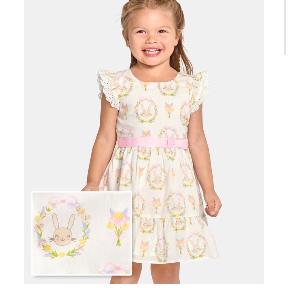 Children’s Place Girls Bunny Ruffle Dress